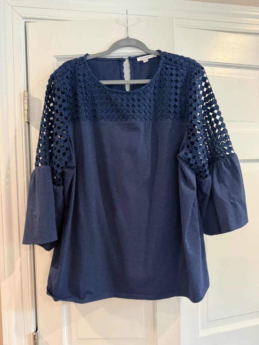 Chicos mixed knit top blouson sleeves size 4 EUC
